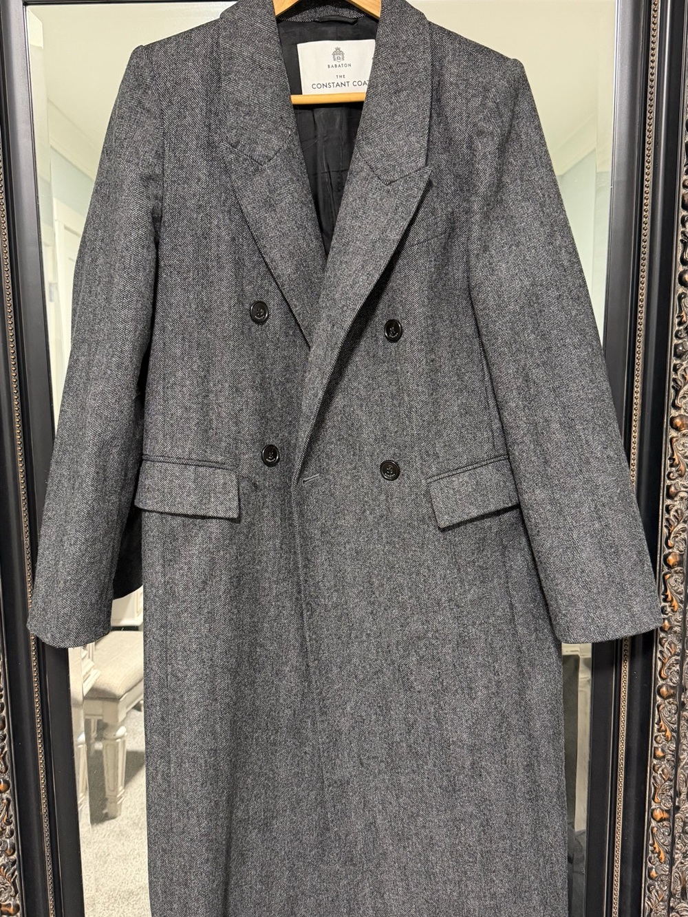 Babaton Gray Wool Double-Breasted Pea Coat